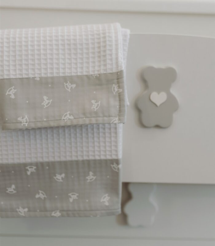 Set asciugamano neonato 2 pz a nido d'ape - bianco - Imagen 2