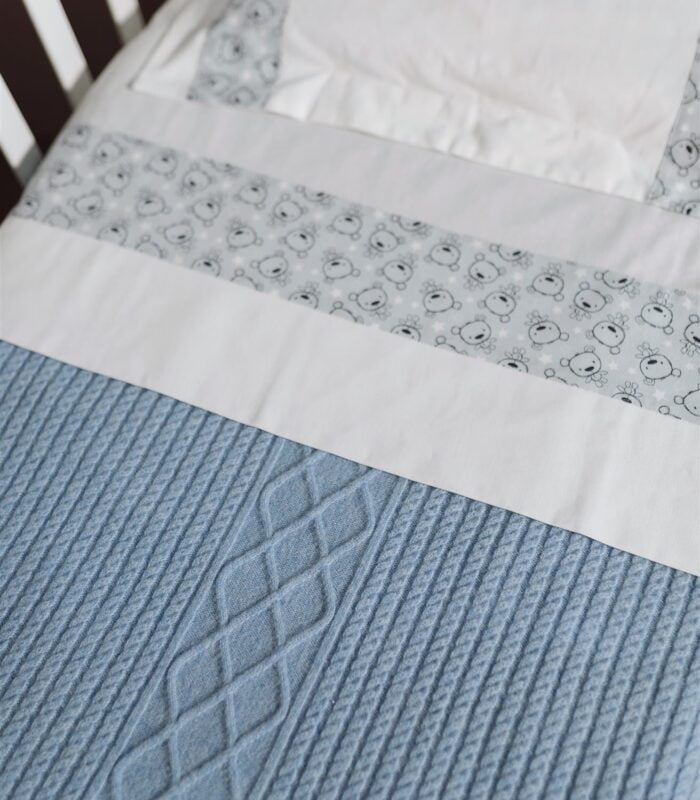 Lenzuola lettino con fasce decorative - orso az - Imagen 3