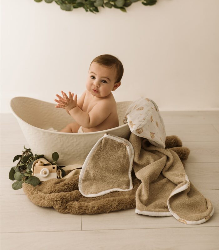 Set accappatoio con guantino - tortora - Imagen 2