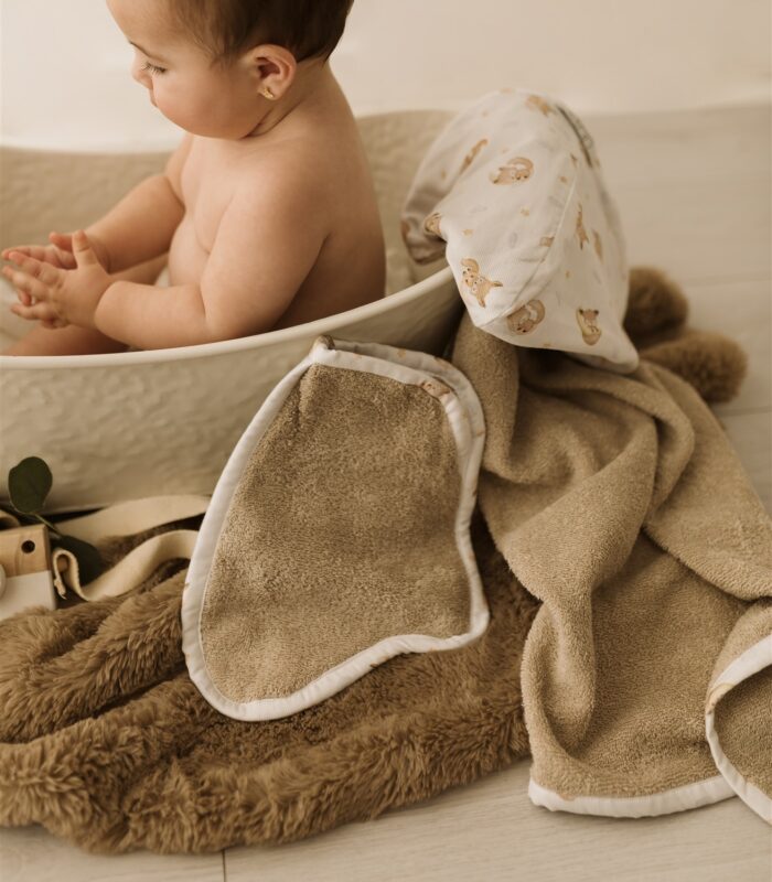 Set accappatoio con guantino - tortora - Imagen 3