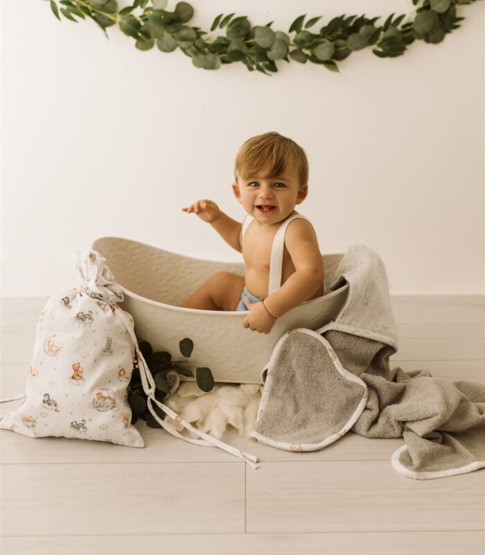 Set accappatoio con guantino - grigio - Imagen 3