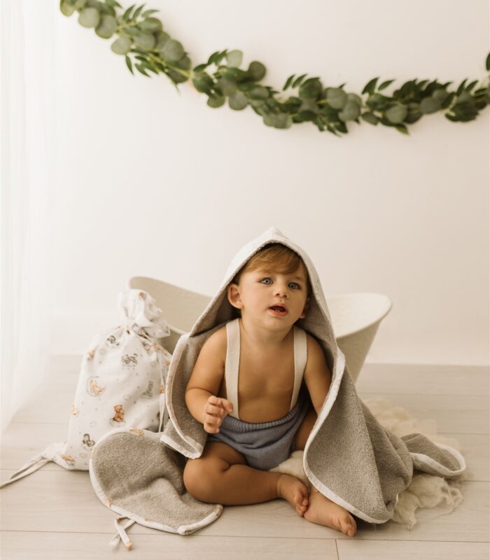 Set accappatoio con guantino - grigio - Imagen 2