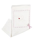 Scialle nascita in lana merinos e cashmere - bianco e rosa