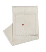 Scialle nascita in lana merinos e cashmere - bianco e tortora