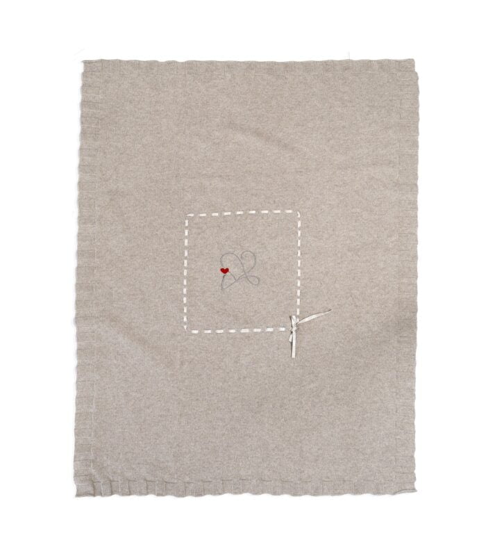 Scialle nascita in lana merinos e cashmere - beige - immagine 2