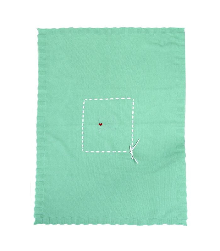 Scialle nascita in lana merinos e cashmere - verde - immagine 1