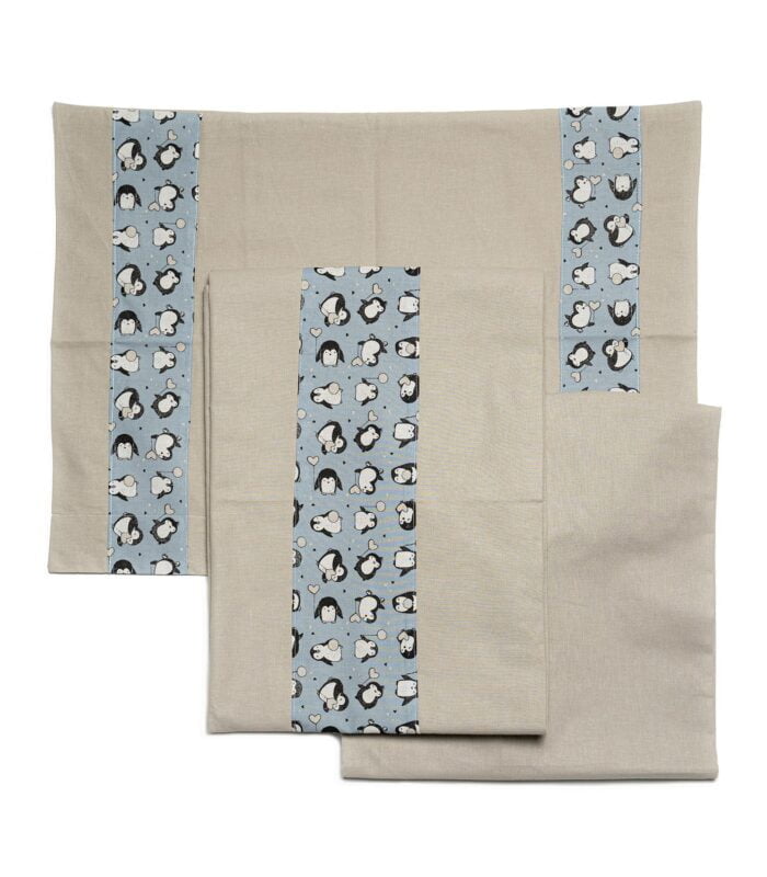 Lenzuola lettino con fasce decorative - pinguino - Imagen 1