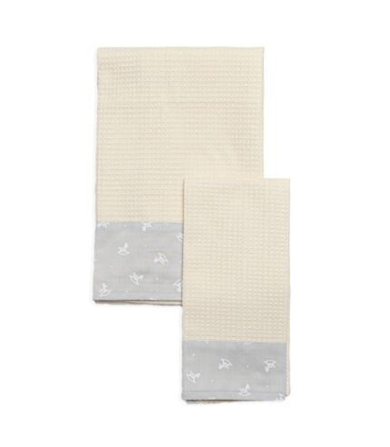 Set asciugamano neonato 2 pz a nido d'ape - beige